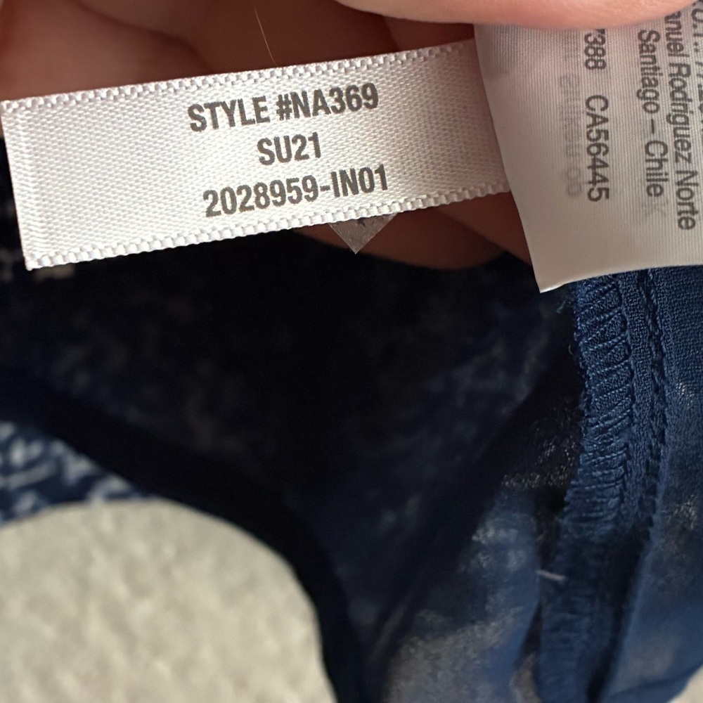 Madewell Blue Indigo Bengali Block-print Chiffon Sweetheart Lined Blouse 2 - Picture 11 of 11